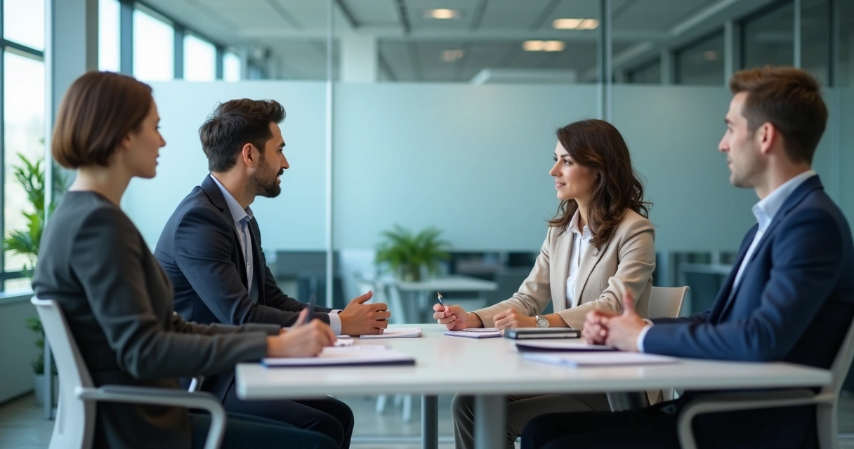Leader speaking calmly with team member in a private meeting