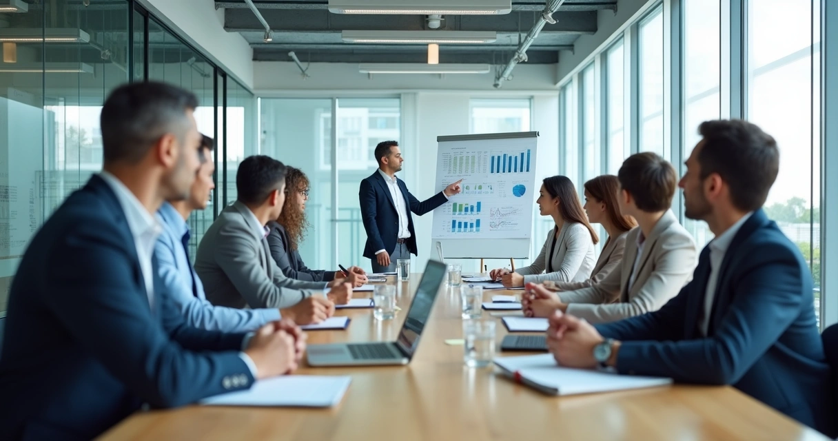 Leader speaking openly with team in a meeting room