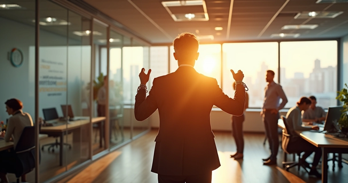 Leader unlocking invisible chains in an office 