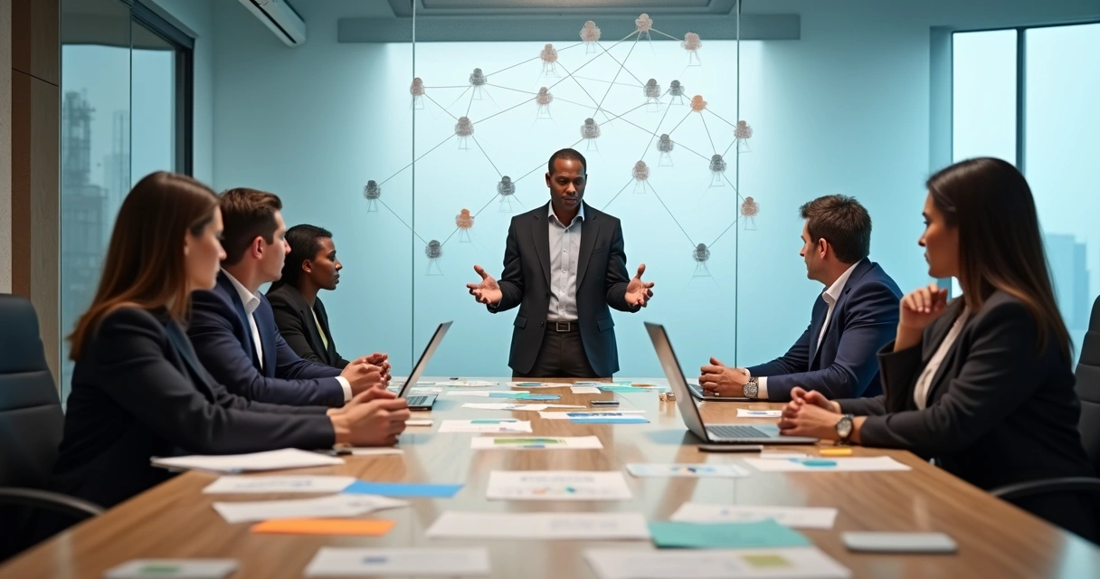 Leadership team in meeting resolving hidden organizational resistance 