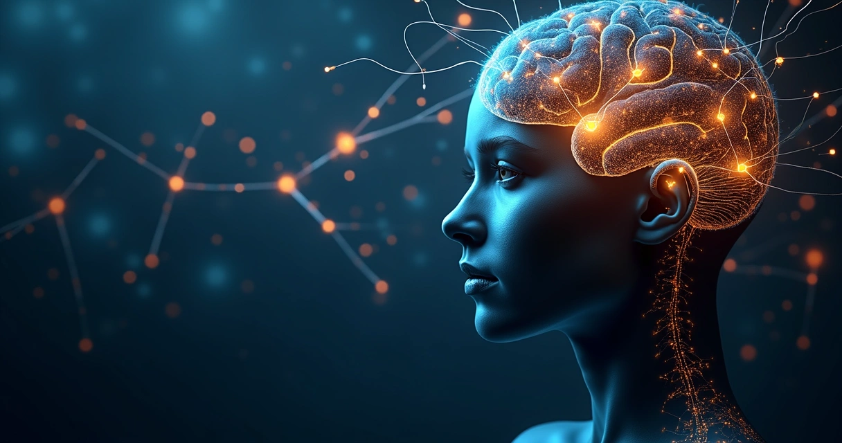 Illustration of interconnected neurons representing leadership and awareness in the brain