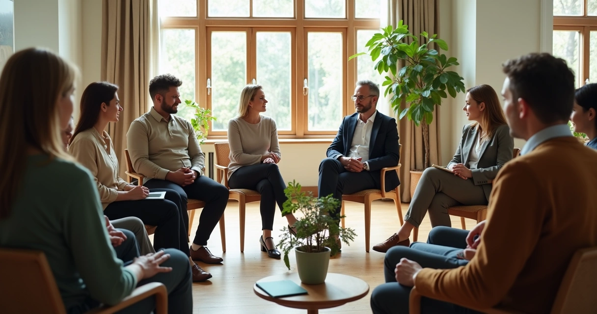 Team circle with leader listening during an honest workplace ritual 
