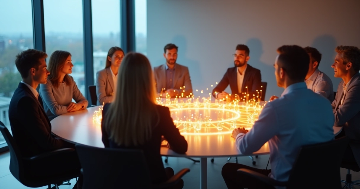 Illustration of a group discussion showing visible and invisible connections among the group members