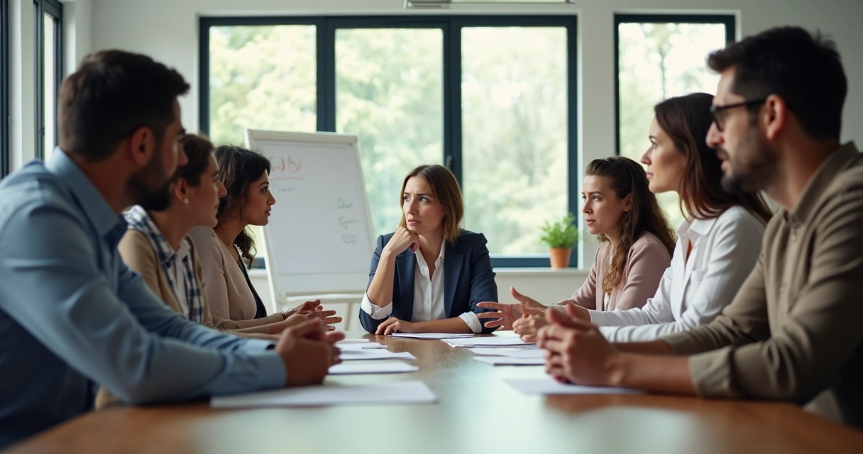 Leader discussing emotions with team members 