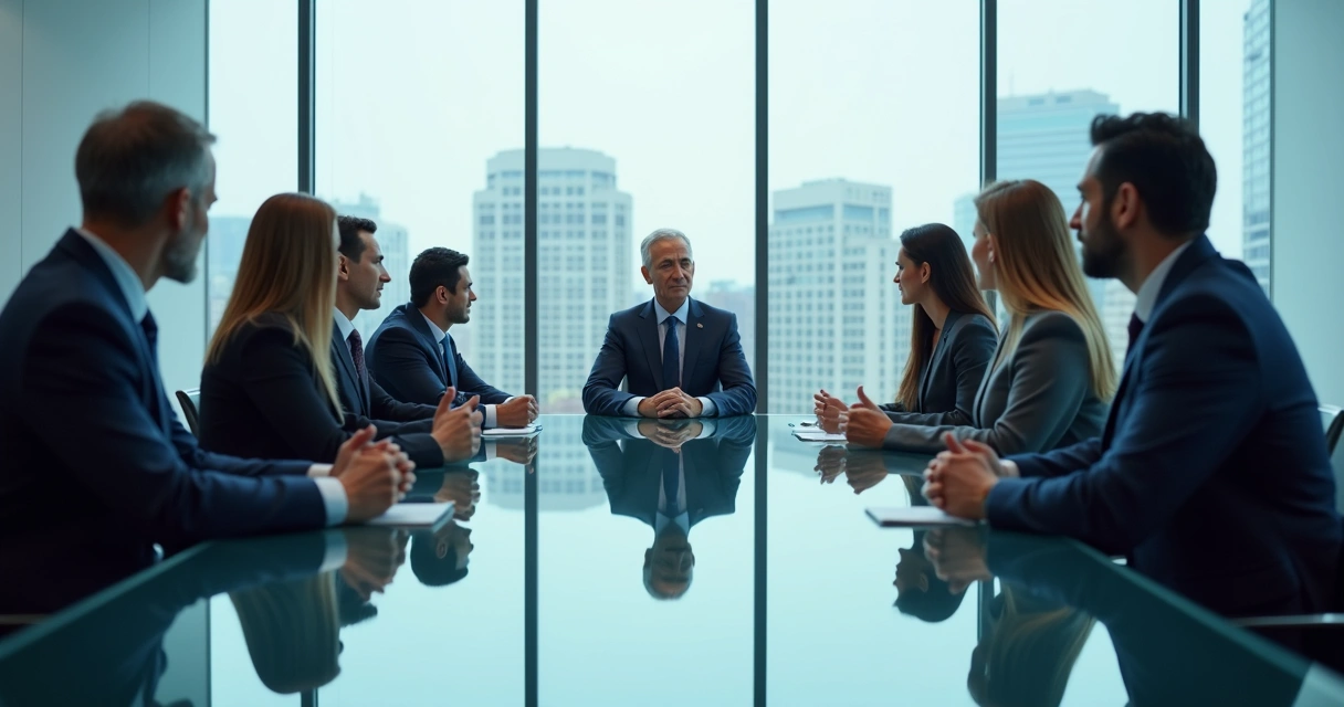 Leaders at a table listening to each other during a discussion 