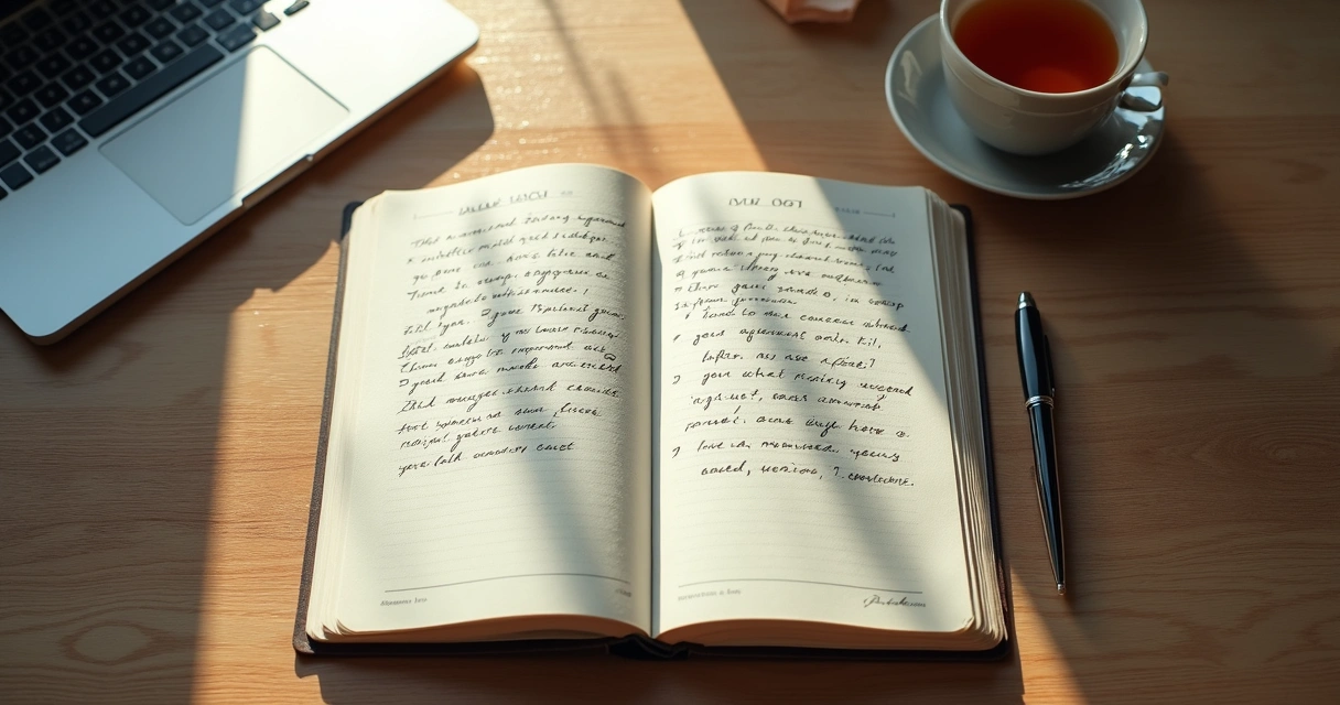 Open journal on a desk with notes for leadership reflection 