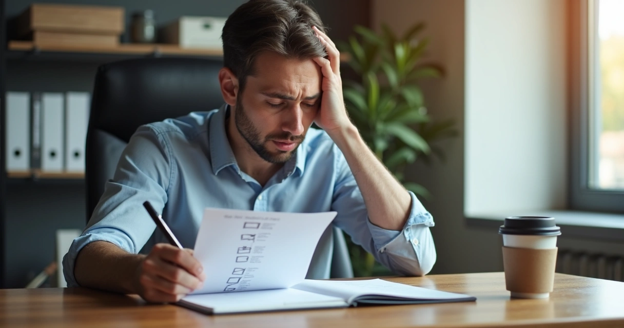 Checklist with common self-sabotage signals drawn on a notepad