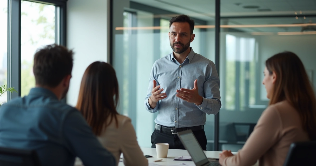 Leader sharing personal story with team 