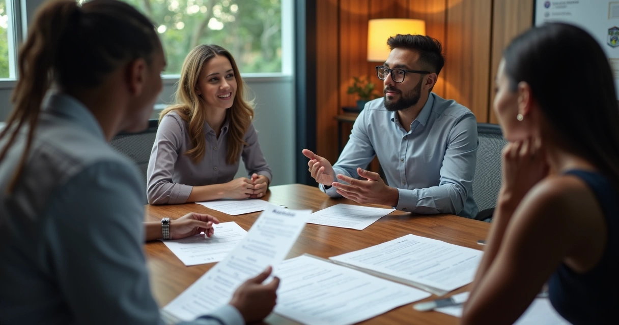 Diverse team in a meeting discussing values and ethics 