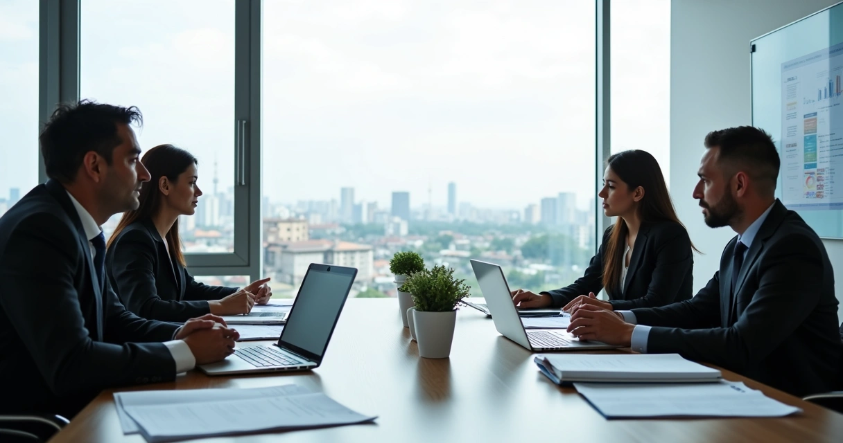 Reunião entre empresas discutindo oportunidades de negócio