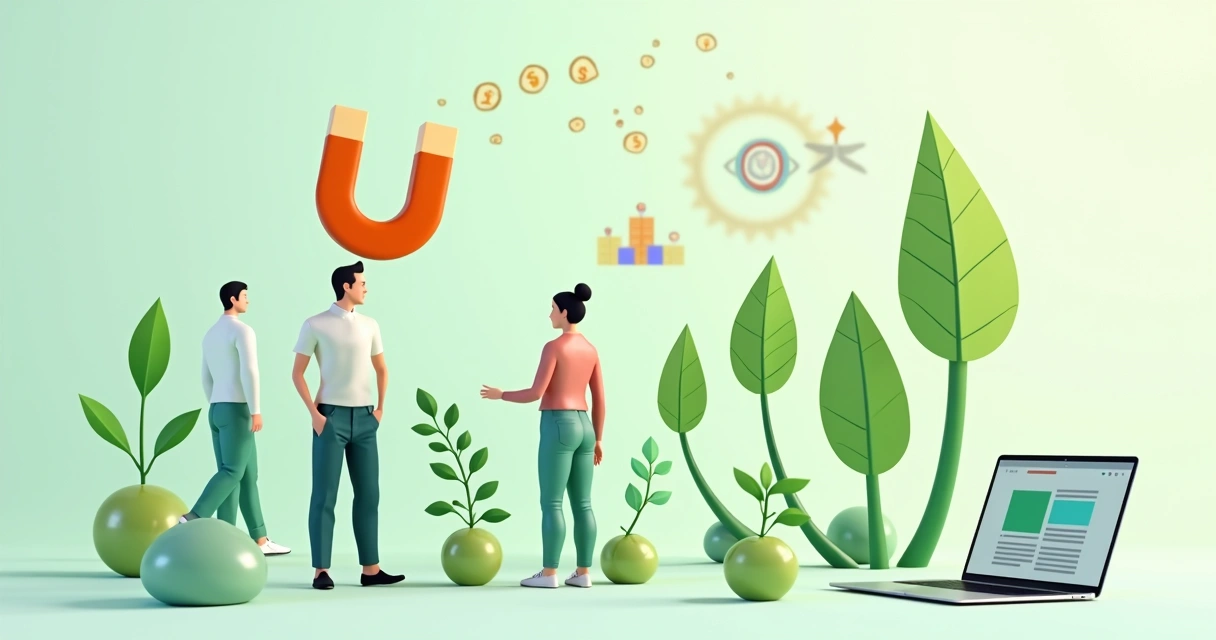 Ícones representando geração de leads orgânicos