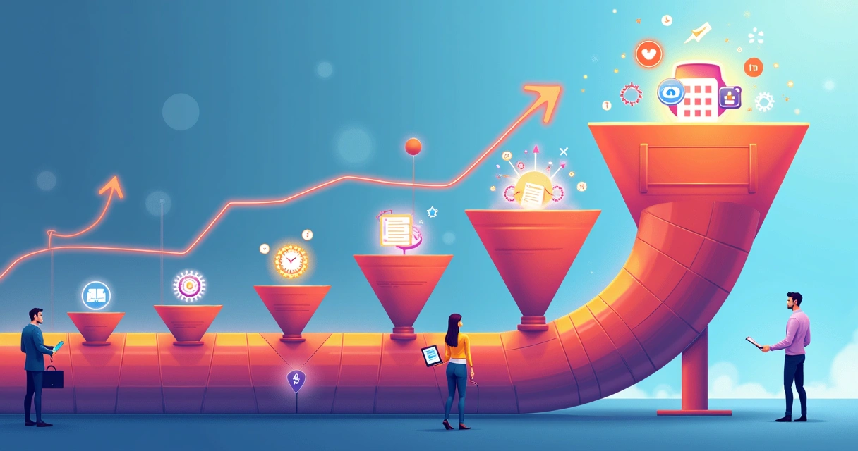 Representação visual do pipeline de leads para vendas B2B 