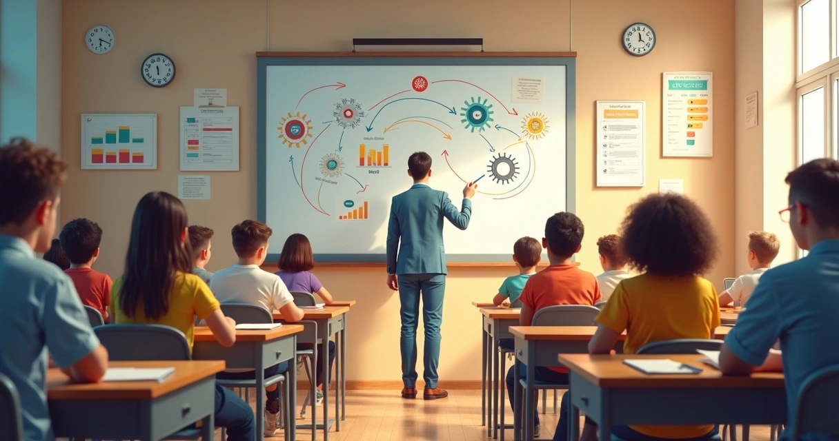 Illustration showing feedback loops in an education setting
