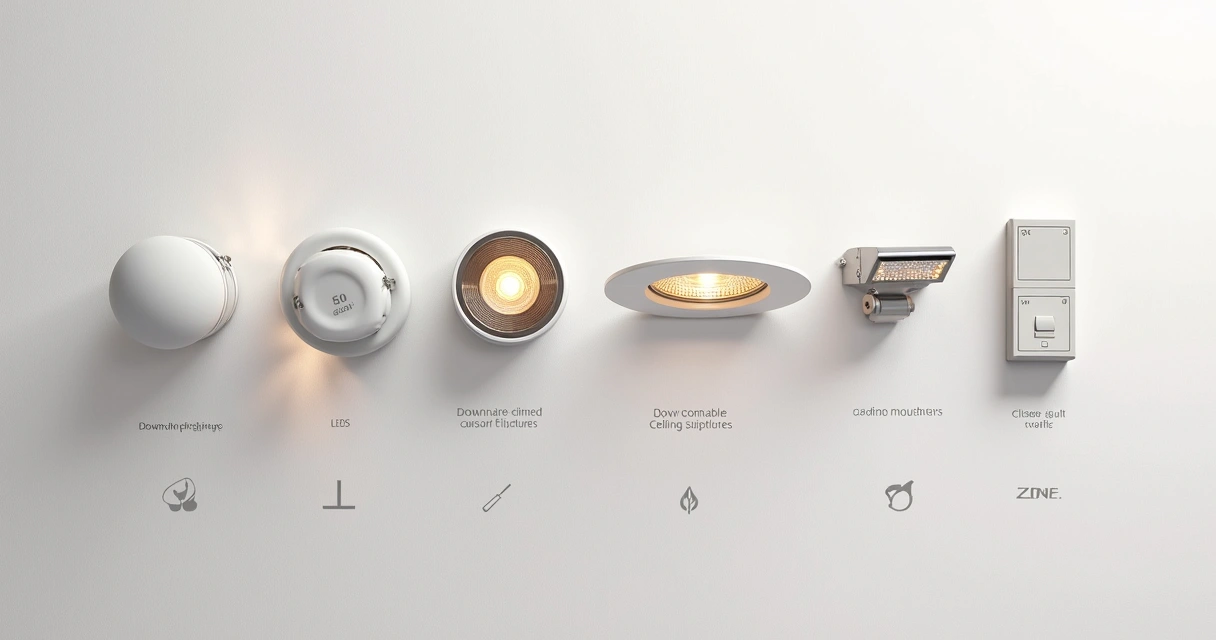 Variety of LED fixtures arranged for screen enclosure lighting zones