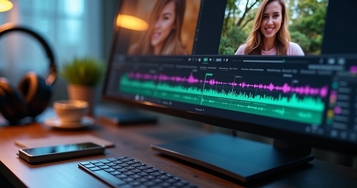 Tela de edição de legenda automática em vídeo com interface moderna 