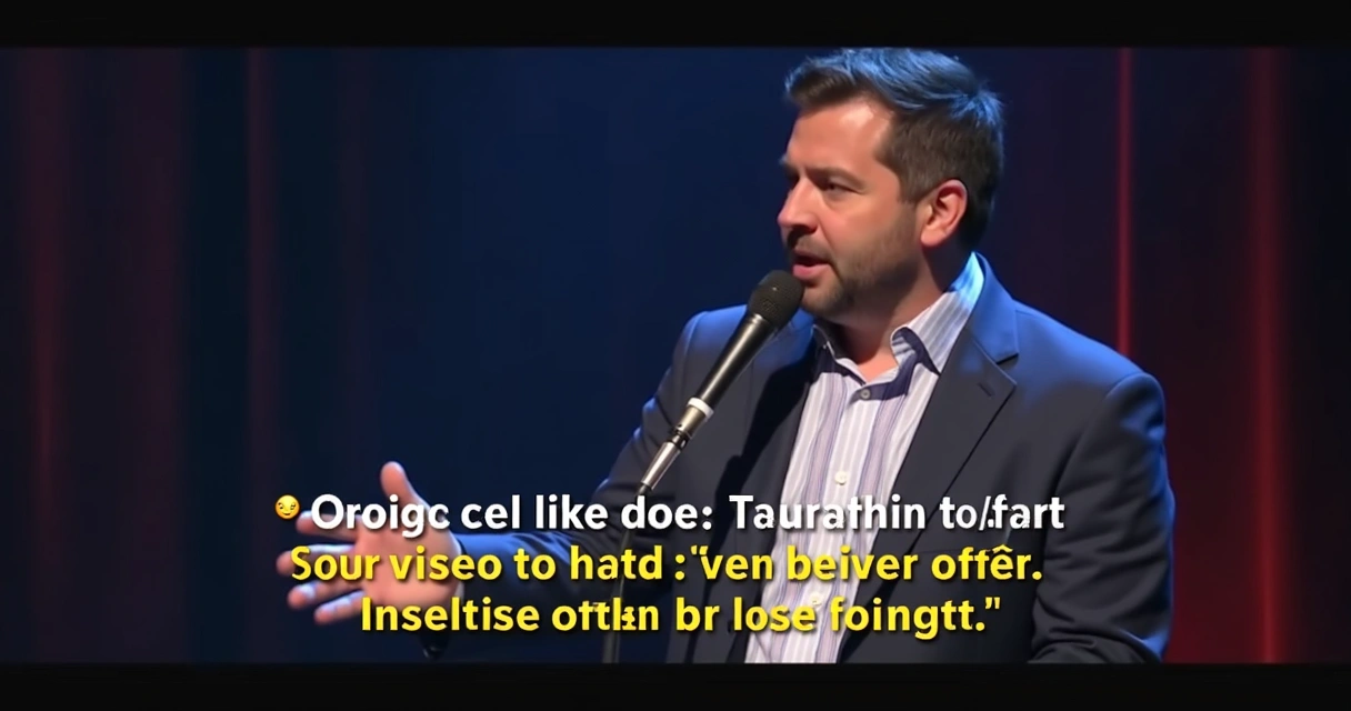 Dynamic subtitle highlighting a stand up joke in a vertical video 