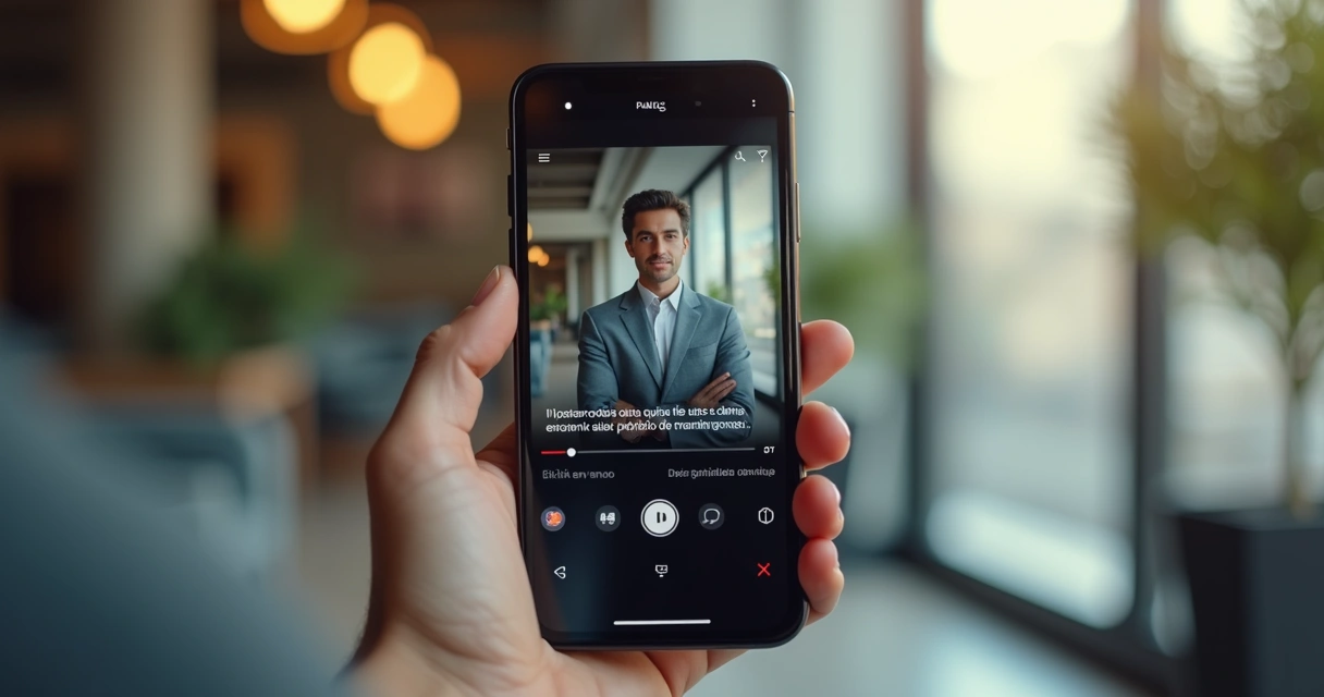 Vertical video on mobile with synchronized automatic subtitles