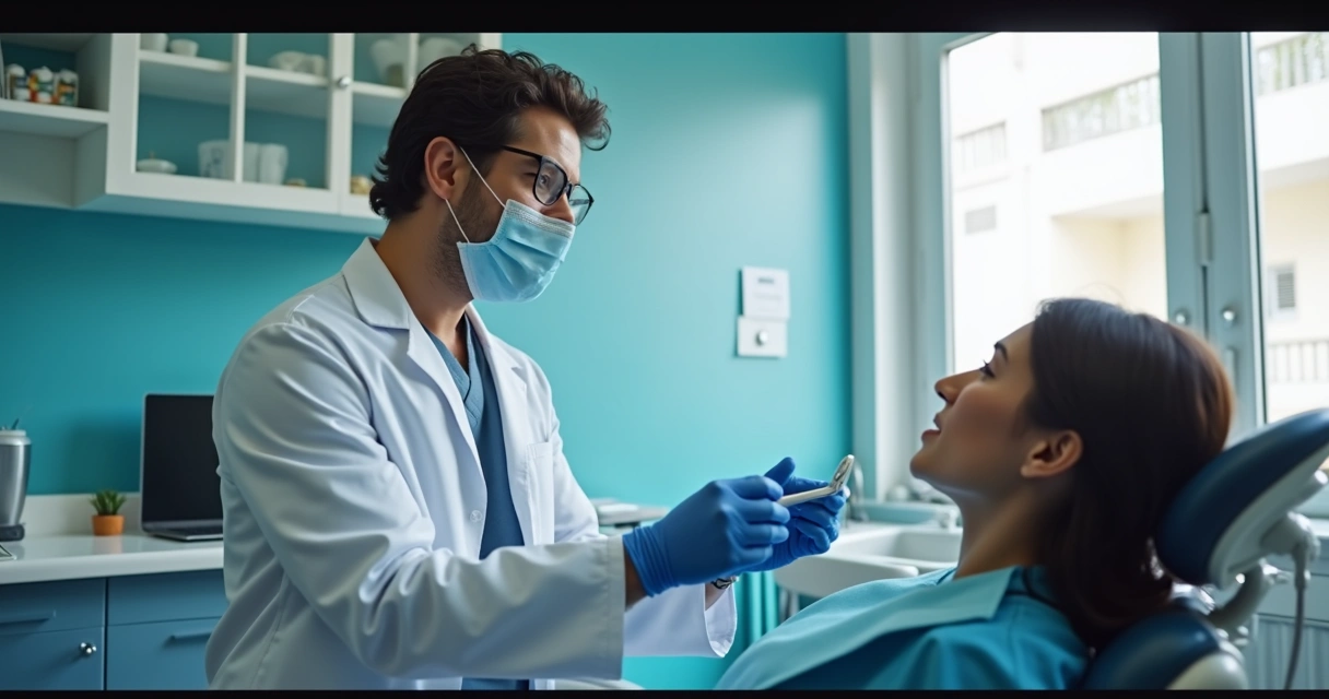 Vídeo curto com legenda automática mostrando odontologista em consulta 