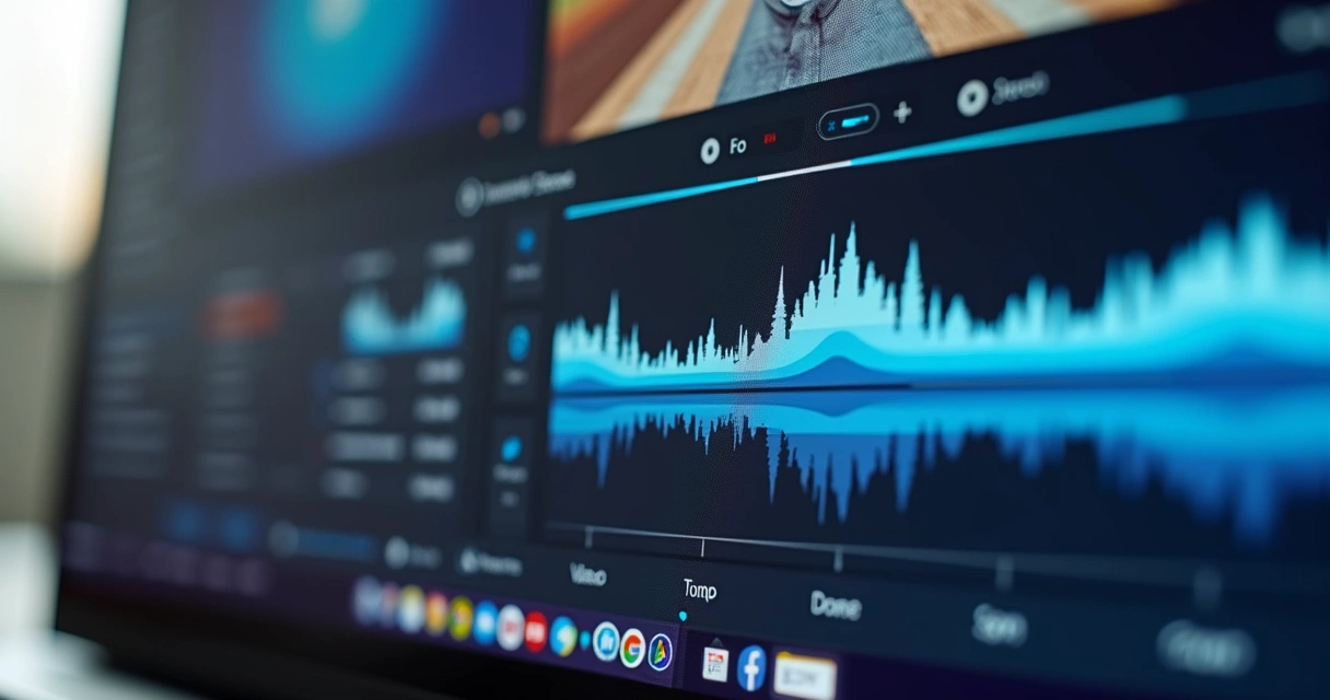 Vertical video screen with subtitles and visual identity panel