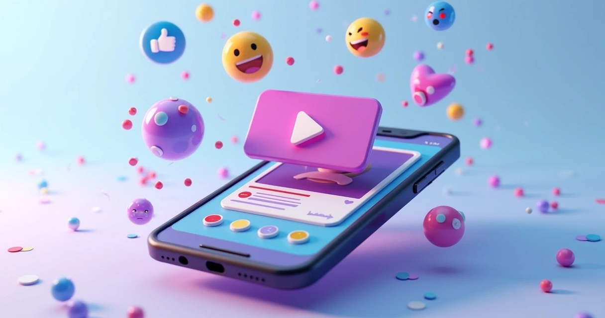 Legenda colorida sobre corte de vídeo nas redes sociais 