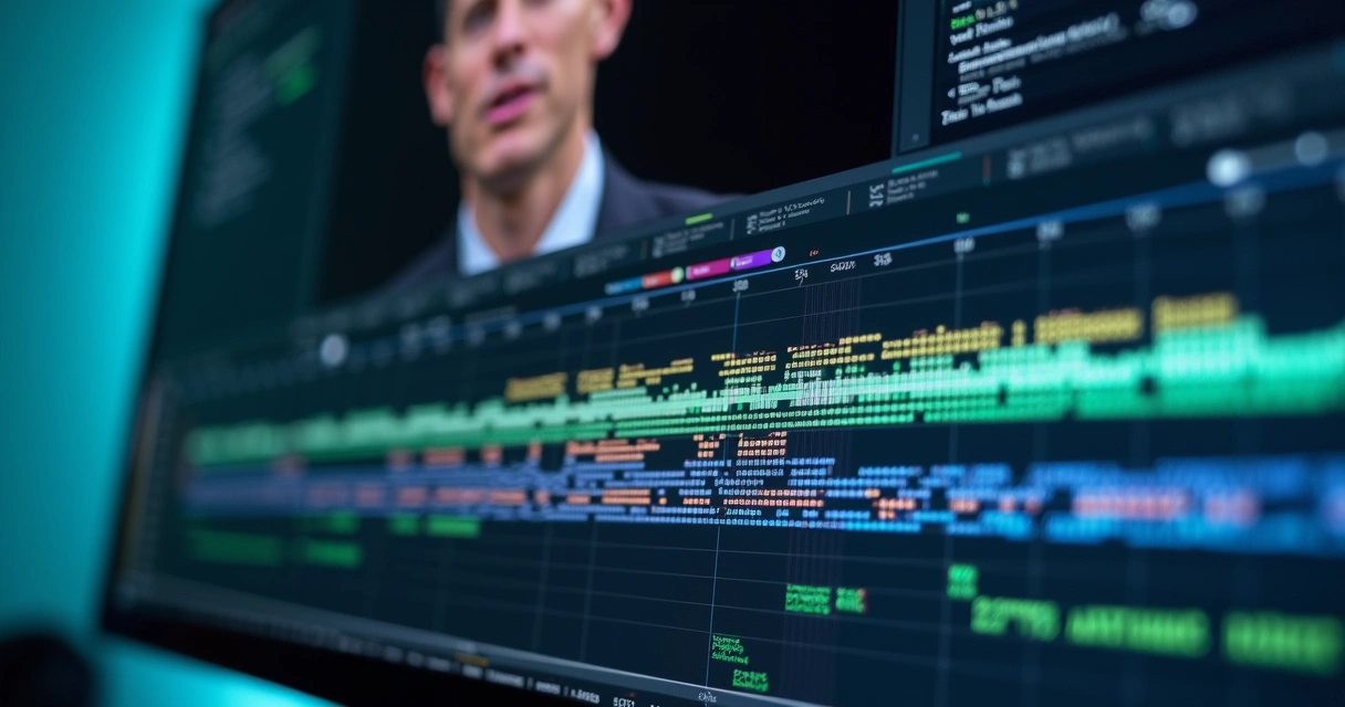 Tela de edição de vídeo com legendas em destaque 