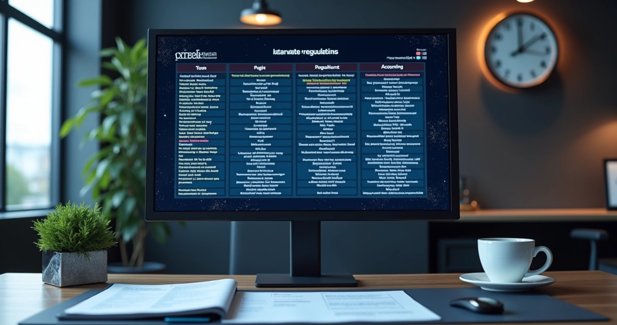Tabela digital de legislação contábil atualizada destacando normas e prazos 