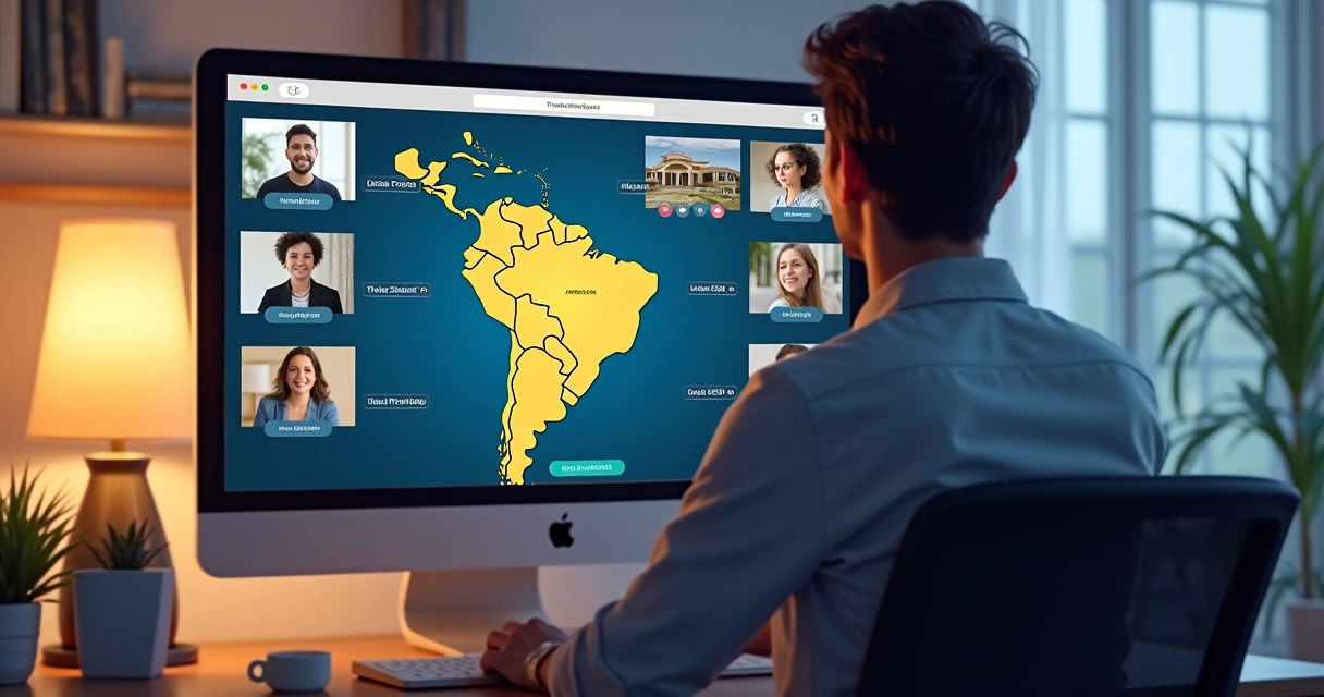 Sala virtual de leilão online com pessoas participando pelo computador