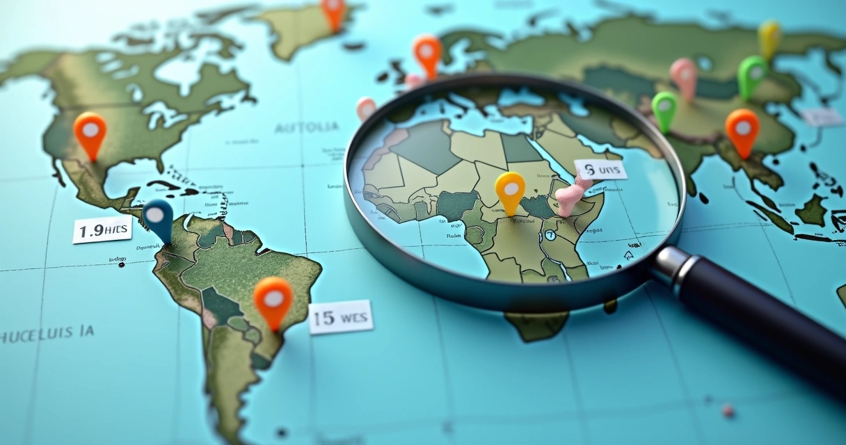 Mapa digital destacando imóveis em leilão pelo Brasil. 