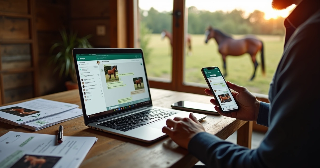 Criador organiza leilão virtual de cavalos pelo WhatsApp no notebook 