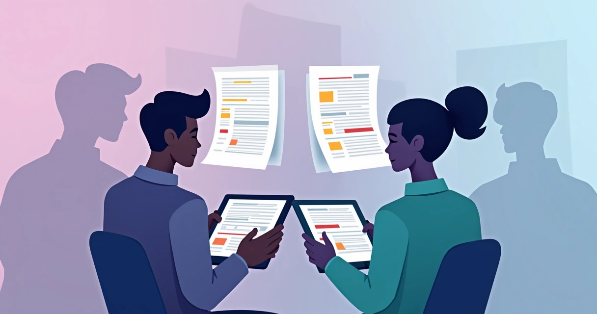 Leitor analisando opções entre textos gerados por IA e humanos 