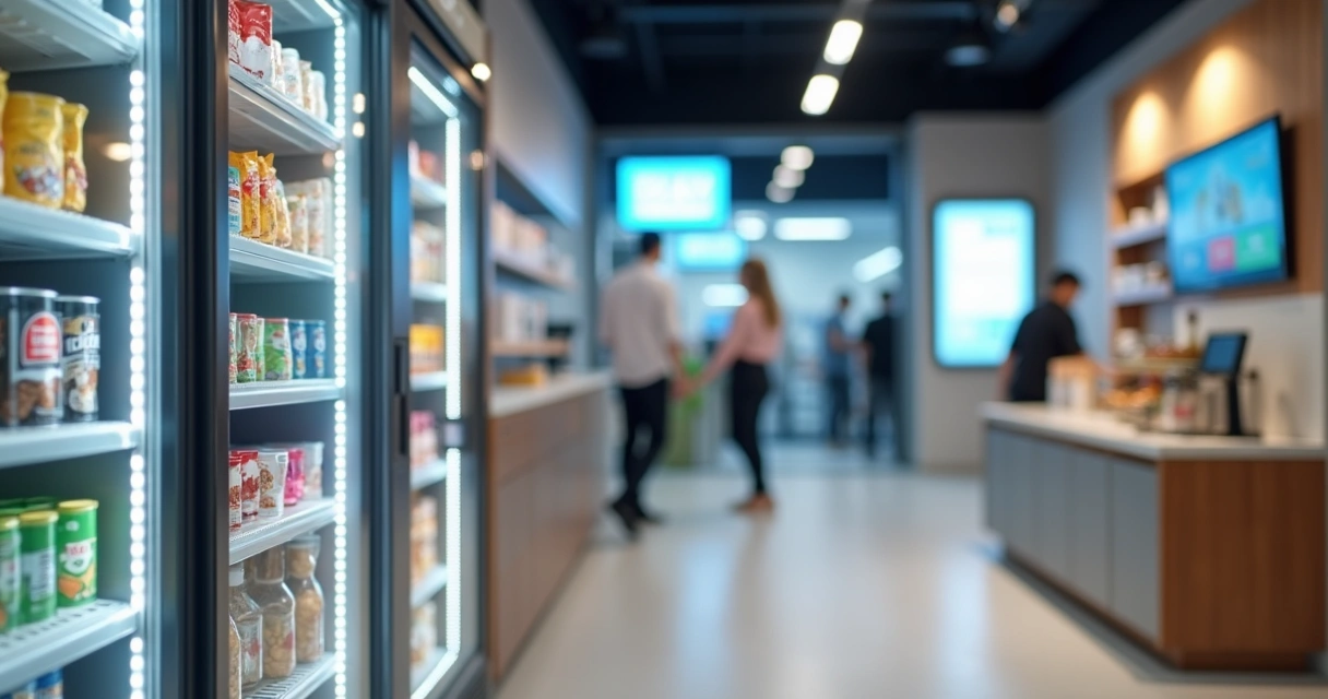 Leitor RFID e prateleiras de mercado autônomo 