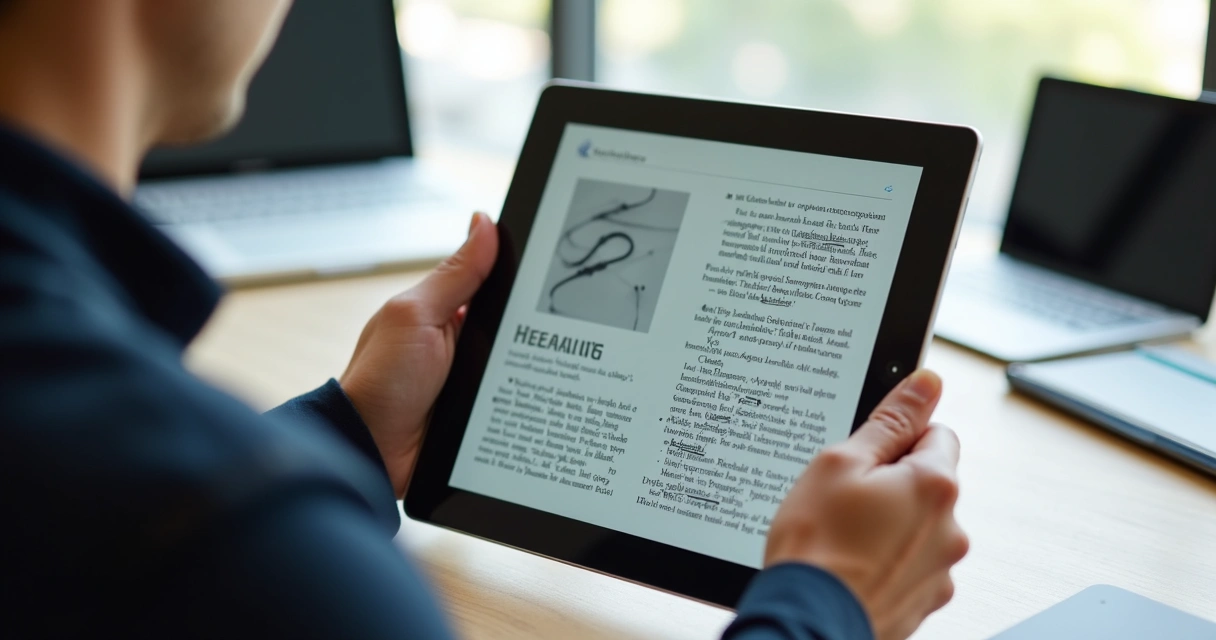 Pessoa com tablet testando visualização de eBook 