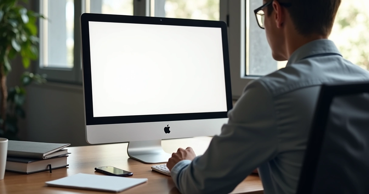 Pessoa lendo blog em computador moderno ao lado de anotações e xícara de café 