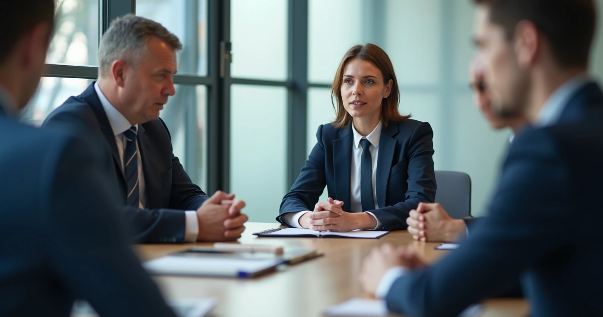 Executiva observando linguagem corporal em reunião