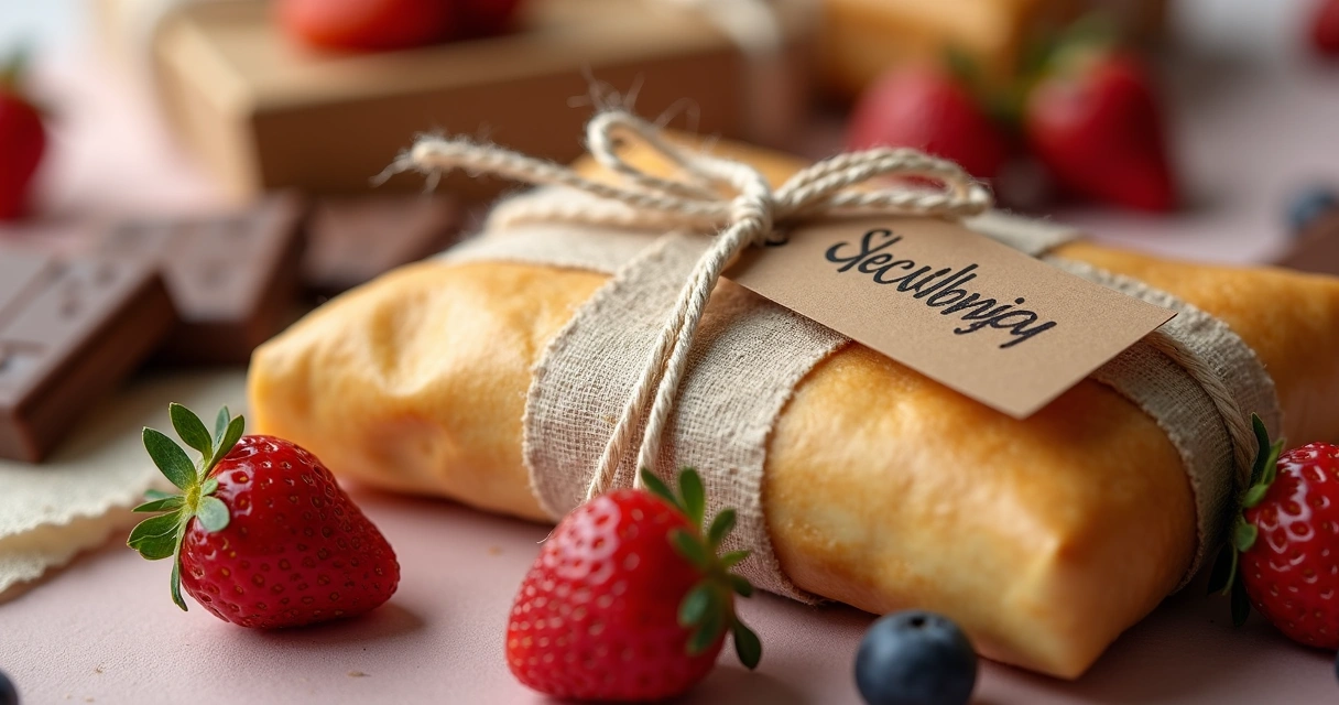 Mini crepe gourmet embrulhado para lembrancinha 