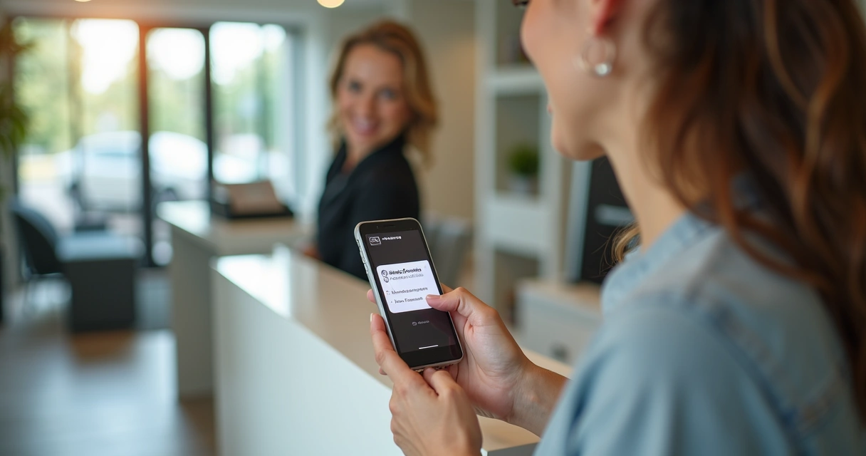 Celular mostrando lembrete de consulta recebida em sala de espera 