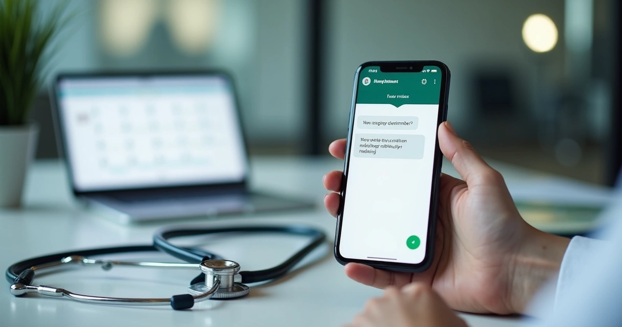 Celular mostra mensagem de lembrete de consulta no WhatsApp 