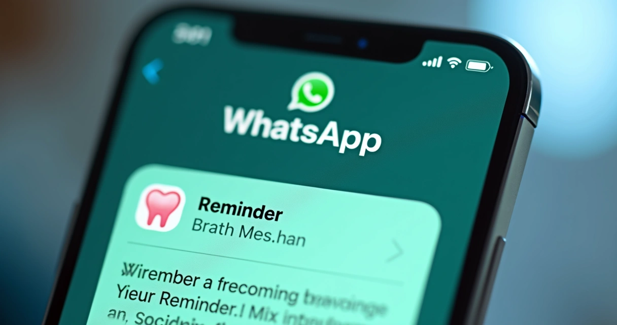 Mensagem de lembrete de consulta odontológica enviada pelo WhatsApp 