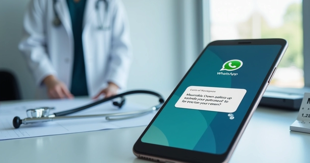 Smartphone exibindo mensagem de lembrete de consulta médica a paciente 