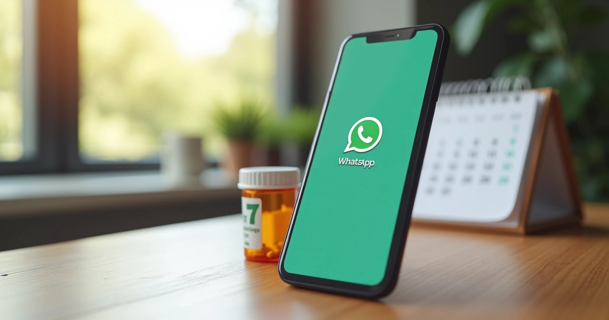 Celular mostrando notificação de lembrete de medicamento 