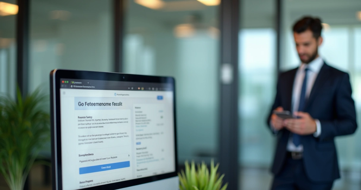 Tela de computador com lembrete digital de pagamento e advogado ao fundo 