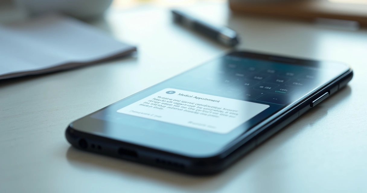 Celular mostrando alerta de consulta médica agendada 