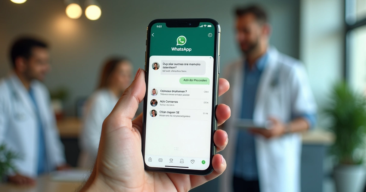 Celular com lembrete de consulta no WhatsApp 