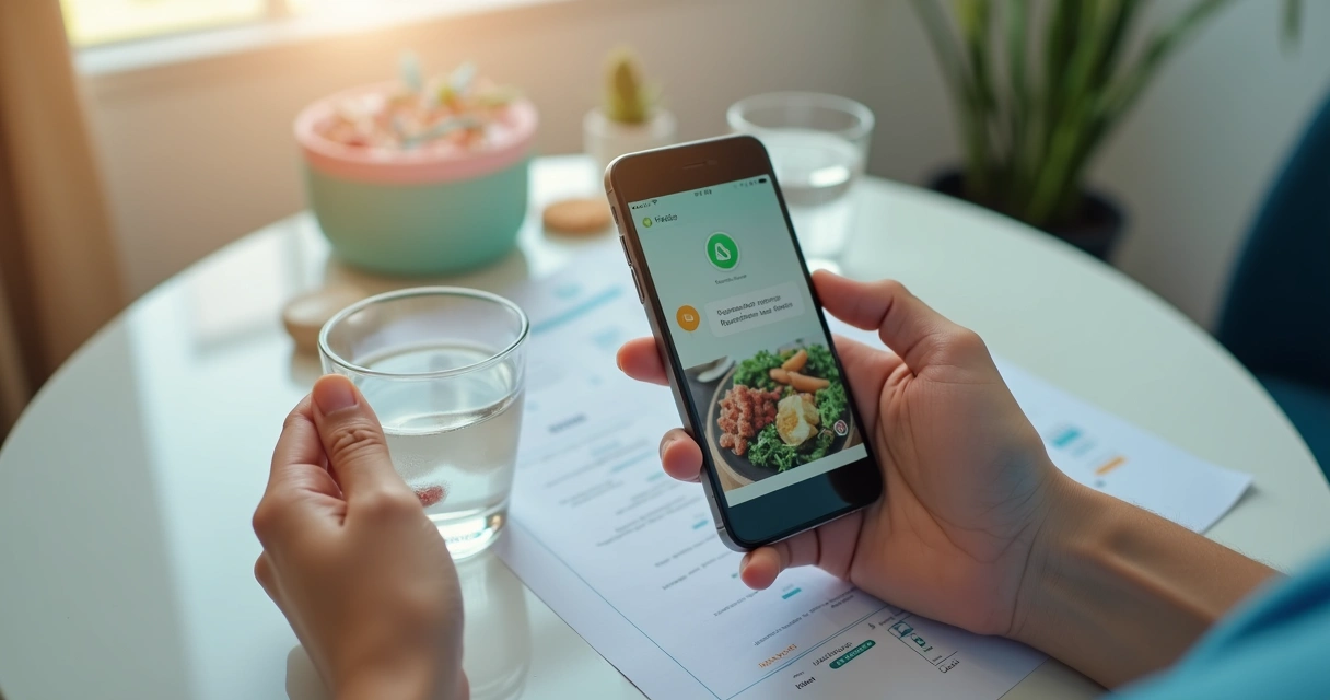 Celular mostrando mensagem de lembrete de consulta enviada por WhatsApp
