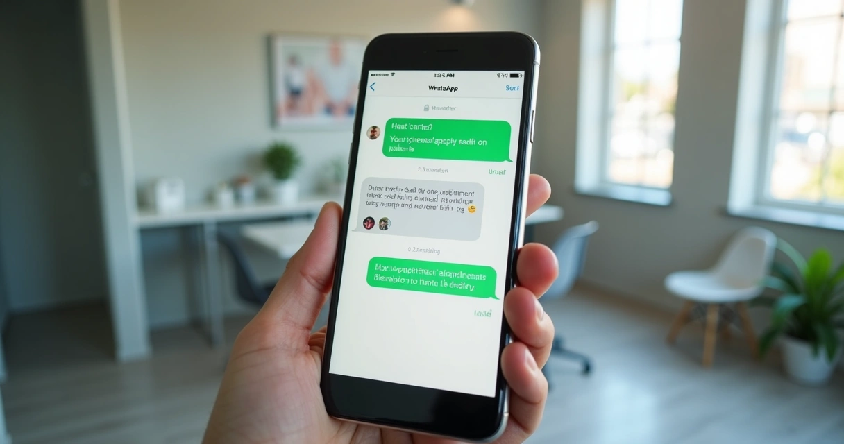 Mensagem de lembrete de consulta chegando pelo WhatsApp em smartphone