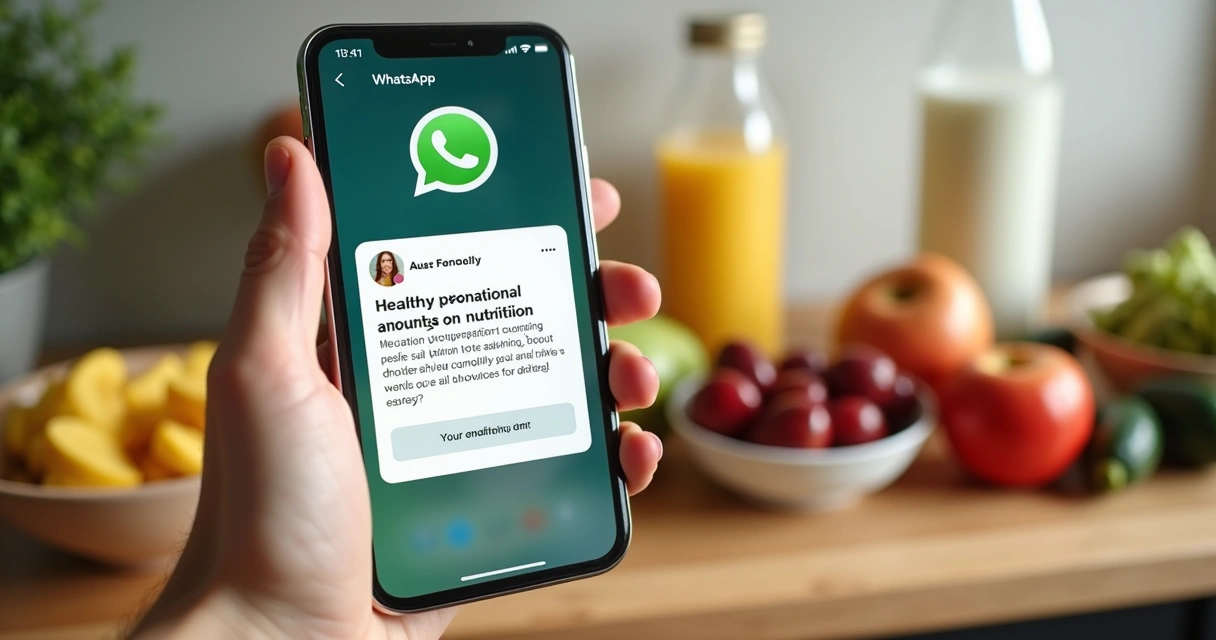 Celular com lembrete de consulta nutricional no WhatsApp 