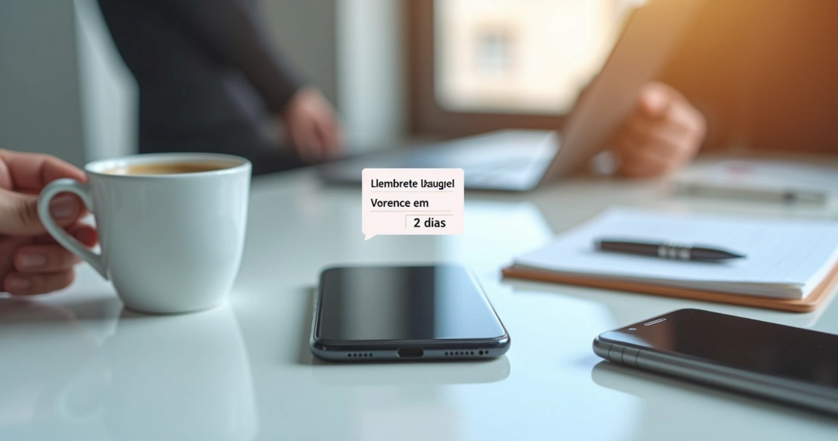 Notificação de lembrete de aluguel chegando em celular