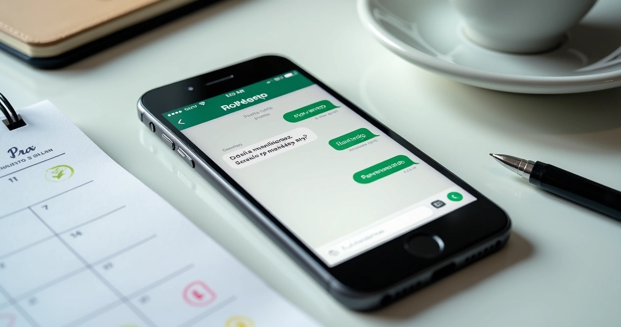 Tela de celular com lembrete de cobrança no WhatsApp 