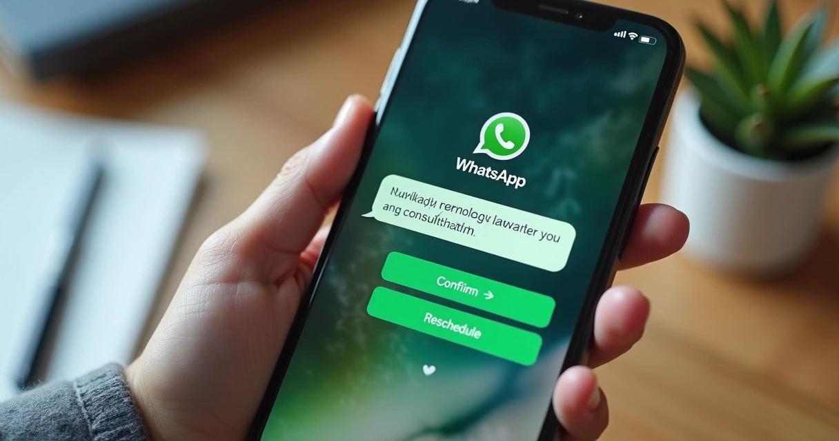 Mensagem de lembrete de consulta enviada pelo WhatsApp em um celular 