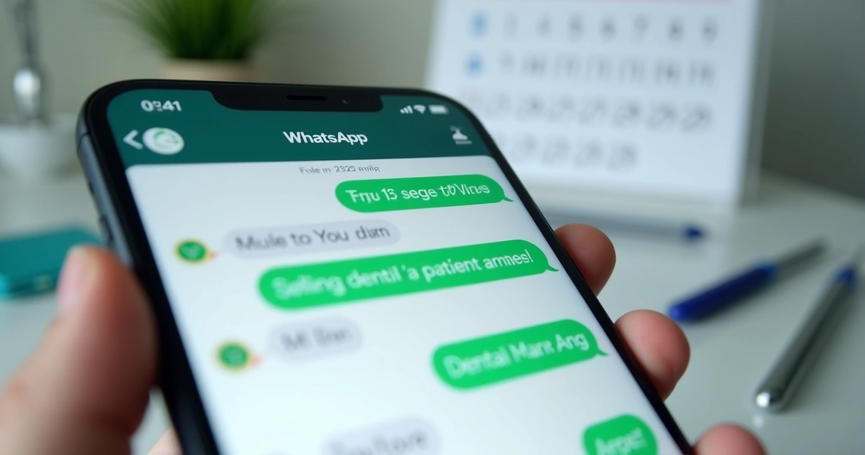 Conversa de WhatsApp com lembrete de consulta odontológica 